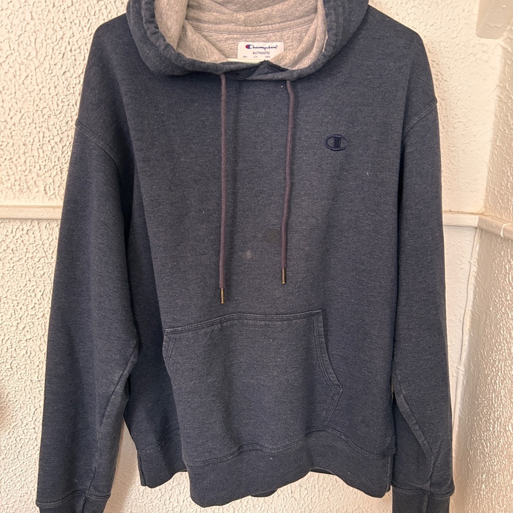 Champion Gray Sweatshirt Hoodie Relaxed Fit